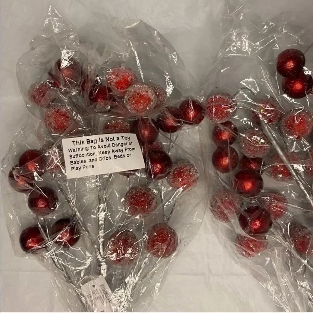 2 Sets of Red Seasonal Cherry decor
